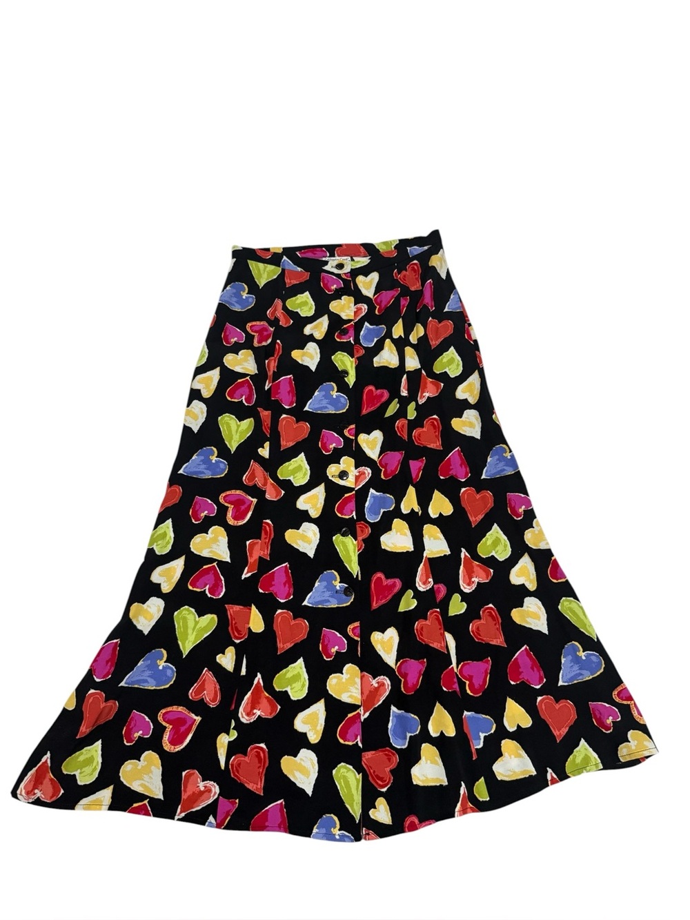 Vintage Coldwater Creek Heart Button Down Midi Skirt Size Medium Petite